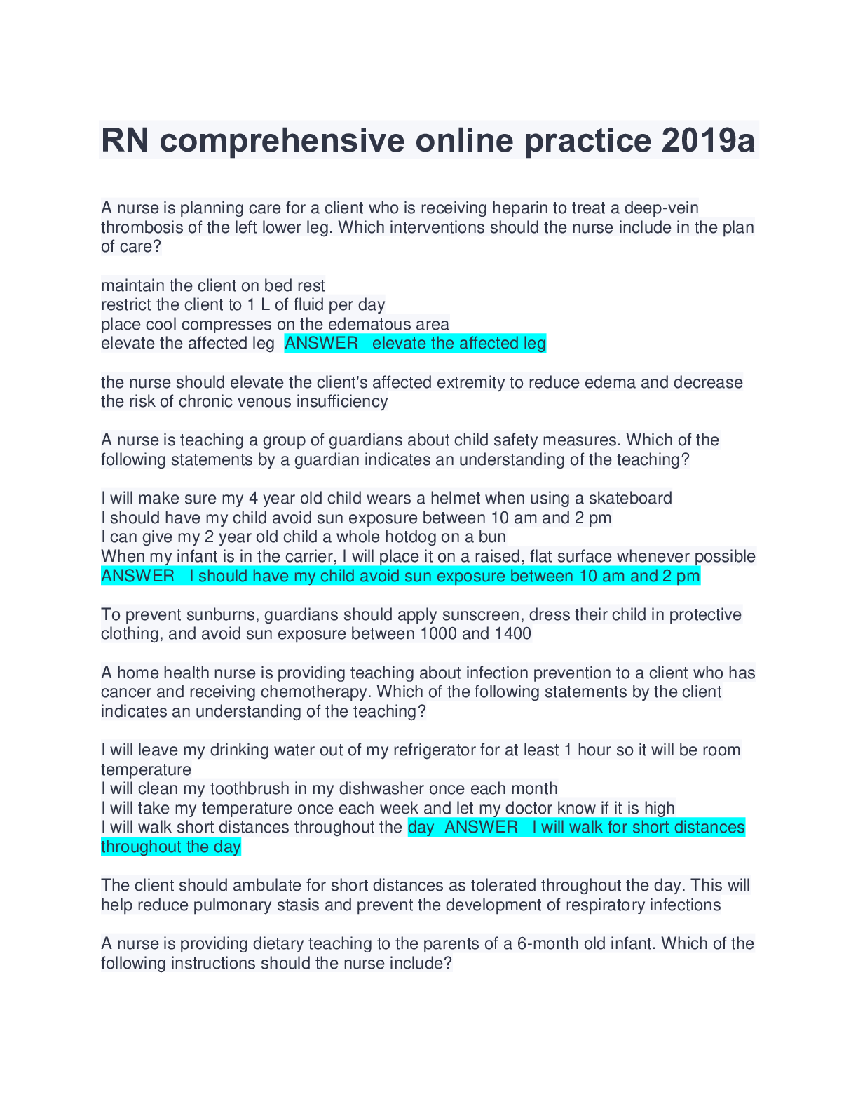 RN comprehensive online practice 2019a Browsegrades